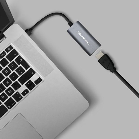 Adapter aluminiowa przejściówka USB-C na HDMI 4K | 60Hz | 32AWG Qoltec