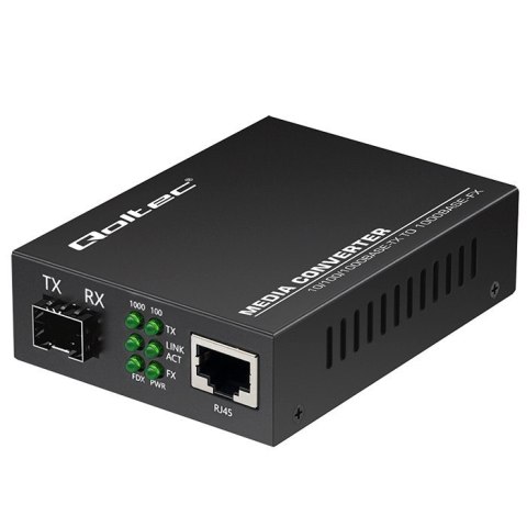 Dwukierunkowy Media Konwerter SWITCH Ethernet 1x RJ45 1x SFP | 1000Mb/s | 5V Qoltec