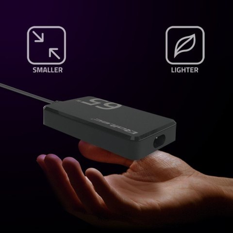 Ładowarka sieciowa 65W GaN Super Fast SLIM | PD | 5-20V | 3.25A |USB-C 3.1 | Laptop | MacBook | Smartfon | +kabel Qoltec