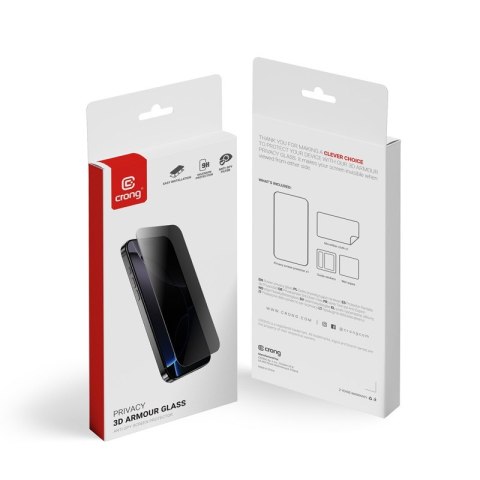 Privacy 3D Armour Glass - Hartowane szkło prywatyzujące iPhone 16e / iPhone 14 / iPhone 13 / iPhone 13 Pro CRONG