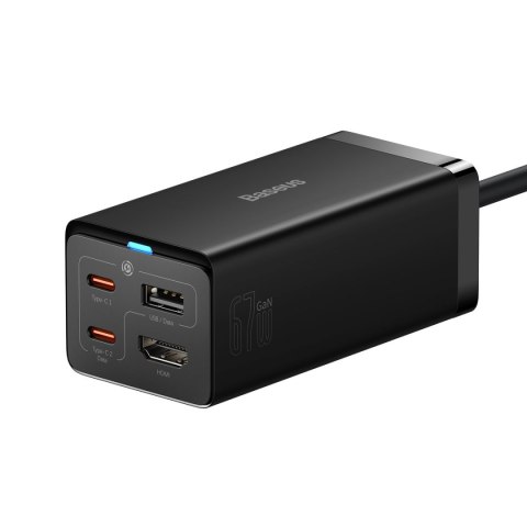 2w1 Ładowarka sieciowa GaN5 Pro + HUB konwerter HDMI 4K 2x USB-C USB-A czarny BASEUS