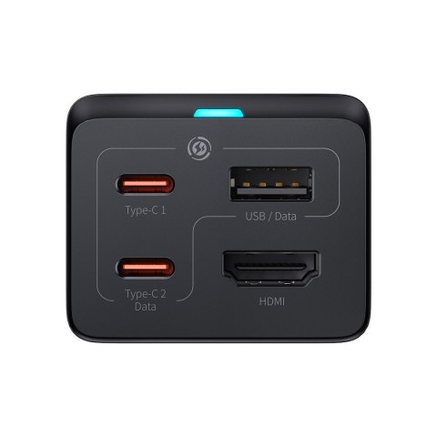 2w1 Ładowarka sieciowa GaN5 Pro + HUB konwerter HDMI 4K 2x USB-C USB-A czarny BASEUS