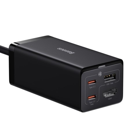 2w1 Ładowarka sieciowa GaN5 Pro + HUB konwerter HDMI 4K 2x USB-C USB-A czarny BASEUS