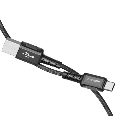 Kabel przewód w oplocie USB - USB-C 3A 1.2m czarny ACEFAST