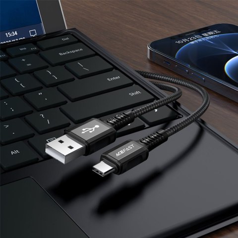 Kabel przewód w oplocie USB - USB-C 3A 1.2m czarny ACEFAST