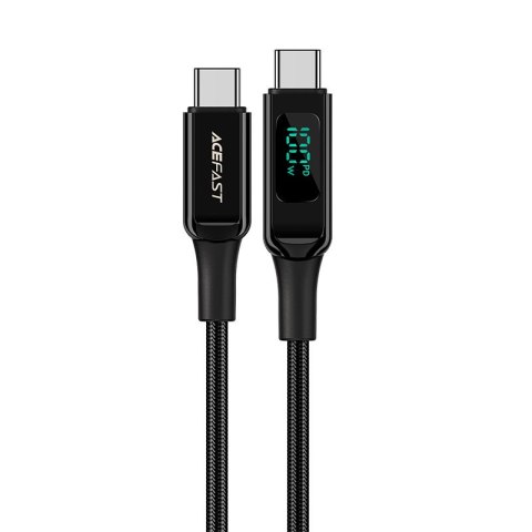 Kabel przewód w oplocie z ekranem LED USB-C 100W 20V 5A 2m czarny ACEFAST