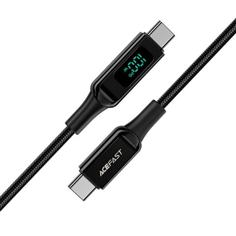 Kabel przewód w oplocie z ekranem LED USB-C 100W 20V 5A 2m czarny ACEFAST