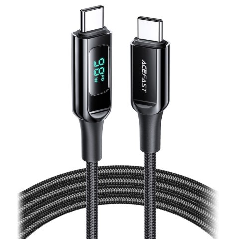 Kabel przewód w oplocie z ekranem LED USB-C 100W 20V 5A 2m czarny ACEFAST