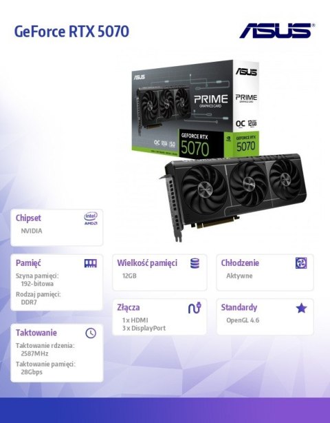 Karta graficzna GeForce RTX 5070 OC PRIME-RTX5070-O12G Asus