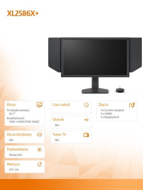 Monitor XL2586X+ LED 1ms/12MLN:1/HDMI/GAMING ZOWIE