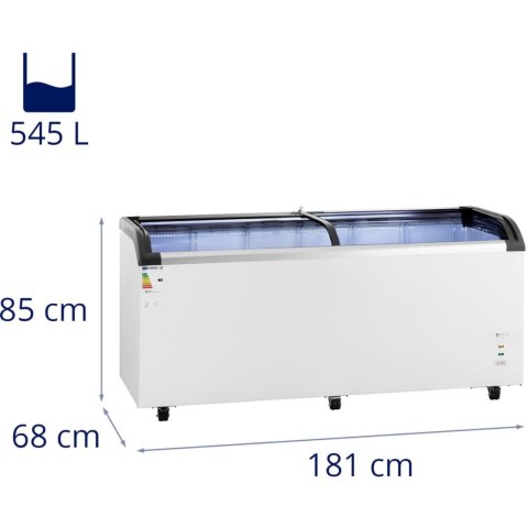 Zamrażarka skrzyniowa przeszklona do lodów mrożonek 545 l 252 W Royal Catering