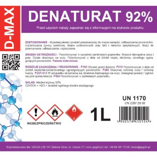 Denaturat alkohol skażony D-MAX 1L GSG24