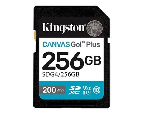 Karta pamięci SD 256GB Canvas Go Plus 200/160 MB/s C10 U3 V30 Kingston