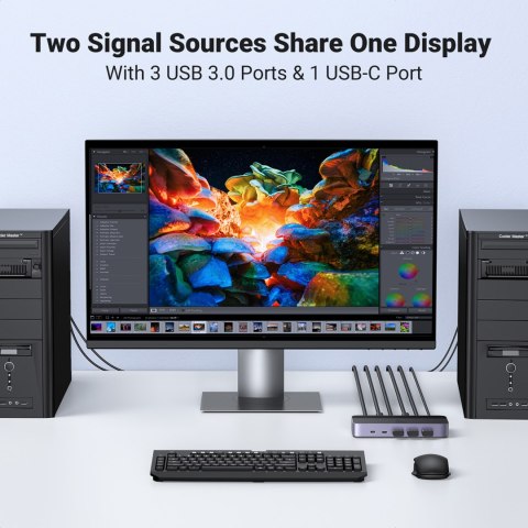 2w1 Przełącznik switch HDMI / USB-A / USB-B / USB-C / microUSB czarny UGREEN