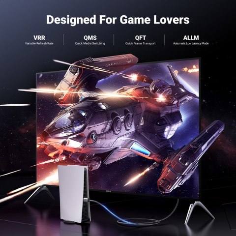 Kabel przewód HDMI 2.1 8K certyfikowany Ultra High Speed 2m szary UGREEN