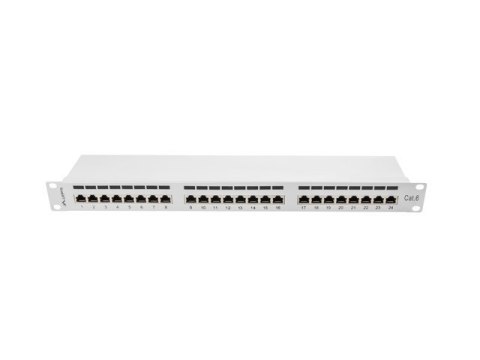 Patch Panel 24 Port 1U Kat.6 szary ekranowany Lanberg