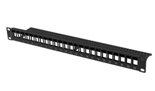Patch panel pusty 24 porty 1U 19 cali czarny do modułów keystone Lanberg