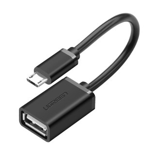 Przejściówka adapter micro USB (męski) - USB-A (żeński) OTG płaski 0.15m - czarny UGREEN
