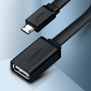 Przejściówka adapter micro USB (męski) - USB-A (żeński) OTG płaski 0.15m - czarny UGREEN