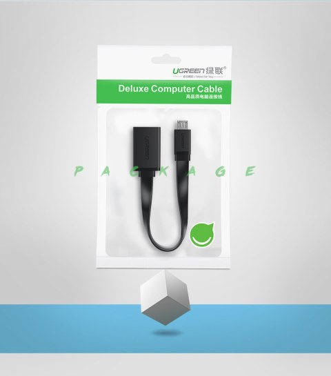 Przejściówka adapter micro USB (męski) - USB-A (żeński) OTG płaski 0.15m - czarny UGREEN
