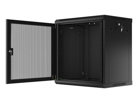 Szafa wisząca 19 cali 12U 600x450 drzwi perforowane (flat pack) czarna Lanberg