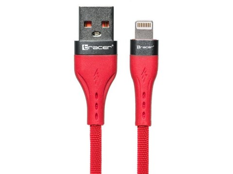 Kabel USB A - Lightning 1m Czerwony Tracer