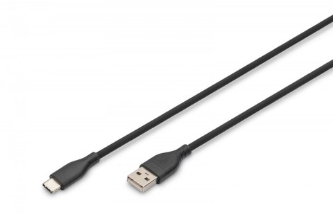 Kabel połączeniowy silikonowy USB-A - USB-C, USB 2.0 60W, 1m Czarny Digitus