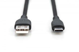 Kabel połączeniowy silikonowy USB-A - USB-C, USB 2.0 60W, 1m Czarny Digitus