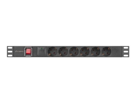 Listwa zasilająca rack PDU 19 cali 1U 16A 6x230V schuko 2m czarna Lanberg