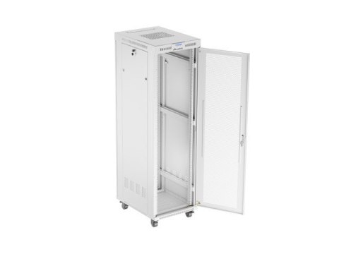 Szafa instalacyjna rack stojąca 19 cali 42U 600x800 drzwi perforowane LCD szara (Flat pack) Lanberg