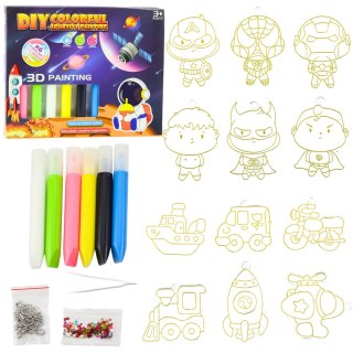 Zestaw Do Malowania Kosmos 3D DIY 6 Farbek Zawieszki 12 szt. LEAN Toys