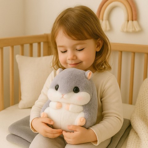 Pluszowy Chomik Ogrzewacz Do Rąk Koc 190 x 100 cm 3w1 Szary 35cm LEAN Toys