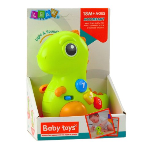 Zabawka Interaktywna Dla Malucha Dinozaur Na Kółkach Światła Dźwięki LEAN Toys