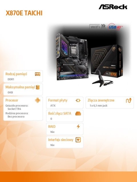Płyta główna X870E TAICHI AM5 4DDR5 M.2 EATX ASRock