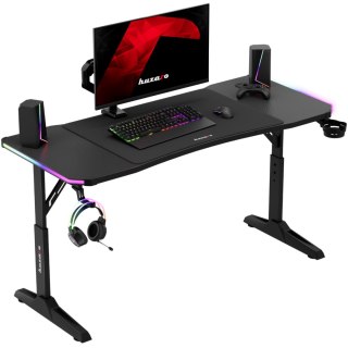 Biurko gamingowe dla graczy LED RGB HERO 3.6 regulacja wysokości 140x60cm - czarny Huzaro