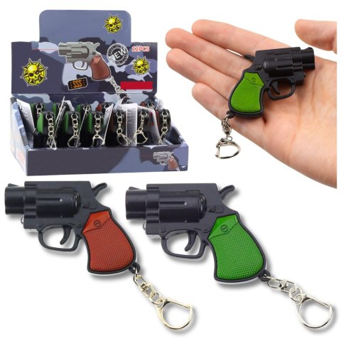 Mini Pistolet Rewolwer Brelok Gadżet Światło LED Laser 6,5 cm LEAN TOYS