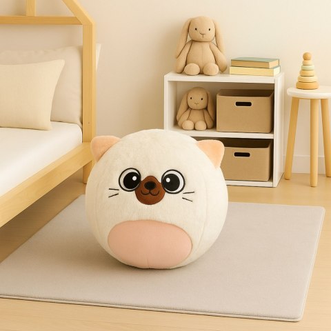 Piłka Do Skakania Rosnąca Pluszowa Kotek Biały Pompka 50 cm LEAN Toys