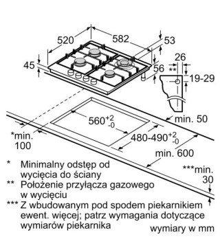 Płyta gazowa PCH6A5I90 Flame Select WOK Bosch