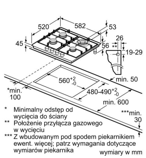 Płyta gazowa PCH6A5I90 Flame Select WOK Bosch
