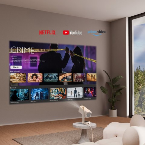 Projektor multimedialny przenośny składany WiFi BT FullHD 1080p - beżowy Yaber