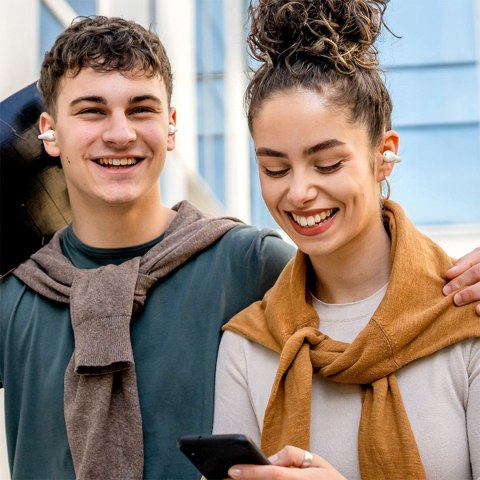 Słuchawki bezprzewodowe douszne otwarte Bass 15 Clip OWS z kablem USB-C - białe BASEUS