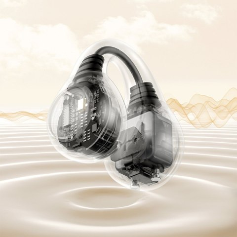 Słuchawki bezprzewodowe douszne otwarte Bass 15 Clip OWS z kablem USB-C - czarne BASEUS