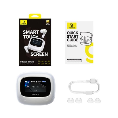 Słuchawki bezprzewodowe z ekranem Bowie M2s Ultra TWS - białe BASEUS