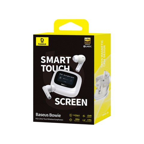 Słuchawki bezprzewodowe z ekranem Bowie M2s Ultra TWS - białe BASEUS