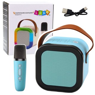 Zestaw Karaoke Głośnik Mikrofon Bezprzewodowy K12 RGB Bluetooth Niebieski LEAN Toys