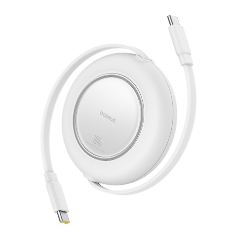 Kabel przewód zwijany USB-C 100W 2m - biały BASEUS