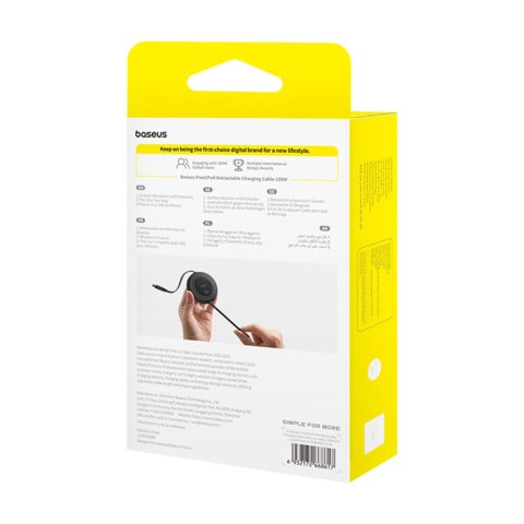 Kabel przewód zwijany USB-C 100W 2m - czarny BASEUS