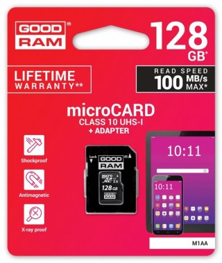 Karta pamięci microSDHC 128GB CL10 UHS I + adapter GOODRAM