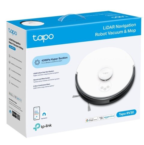 Robot odkurzający i mopujący z czujnikiem LiDAR Tapo RV30 LiDAR + Gyro Navigation, Vacuum & Mop 2-in-1, 4200Pa, 5000mAh Battery TP-LINK
