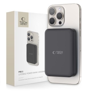 Powerbank 10000mAh MagSafe USB-C 15W z kablem USB-C - czarny Tech-Protect